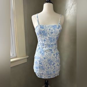 Linen Feel Dress - Light Blue